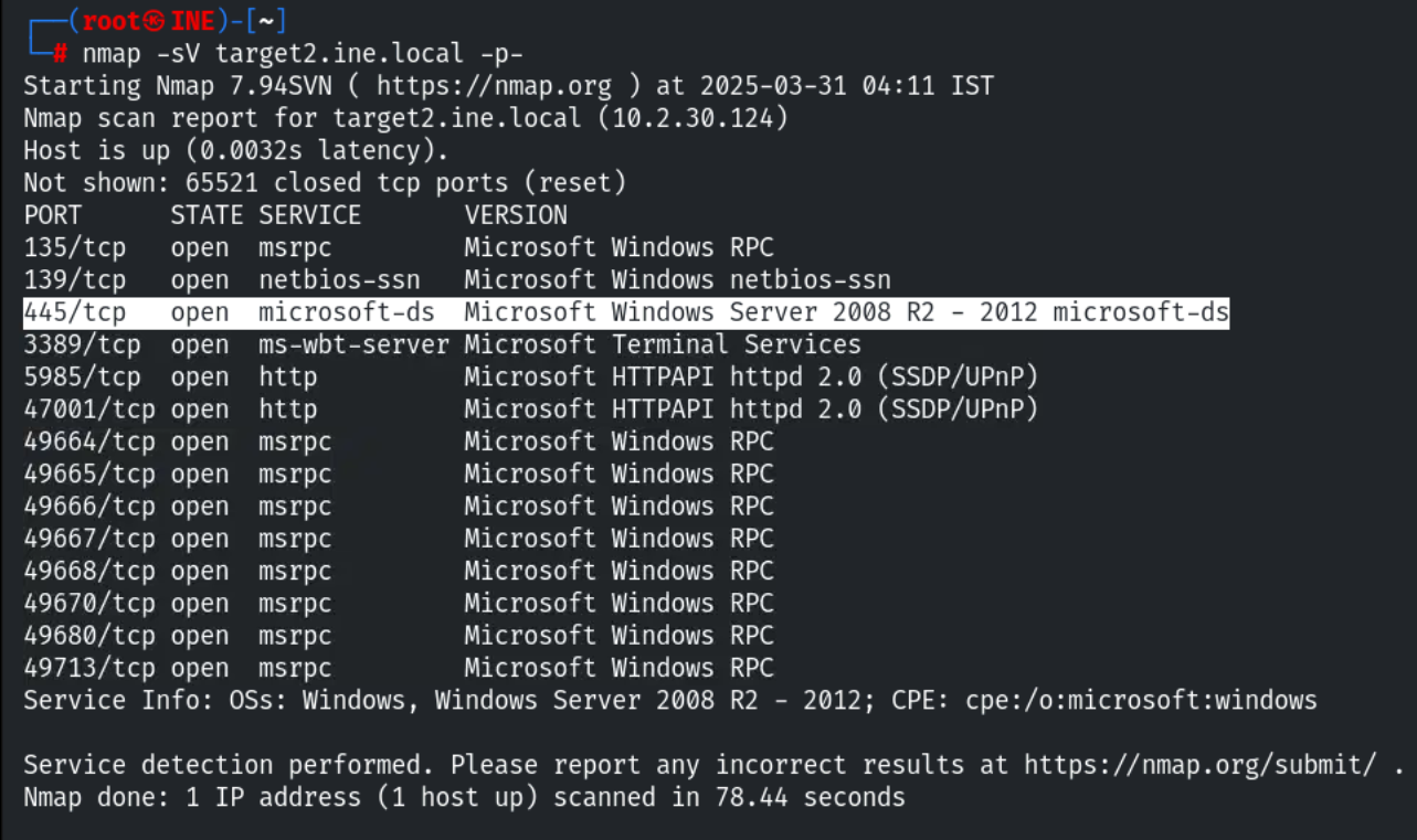 nmap scan second target